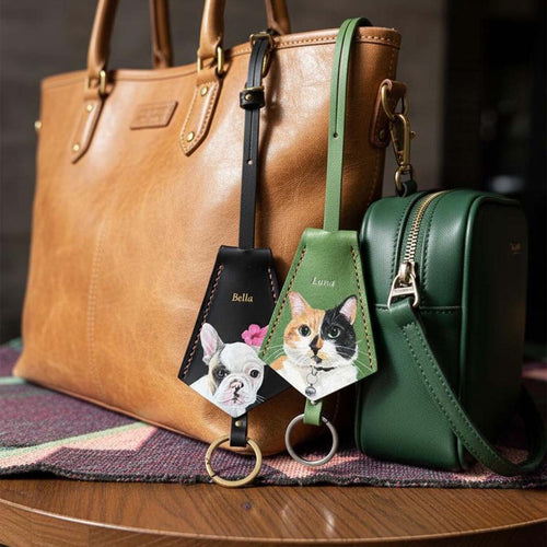 Custom Hand-Painted Pet Portrait Leather Charm