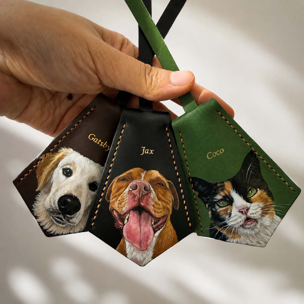 Custom Hand-Painted Pet Portrait Leather Charm