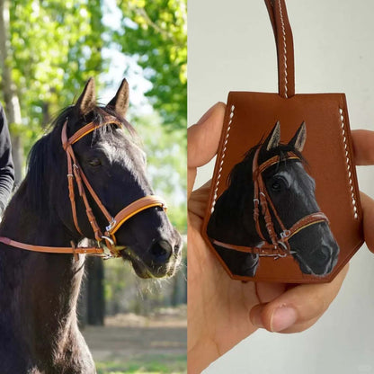 Custom Hand-Painted Pet Portrait Leather Charm
