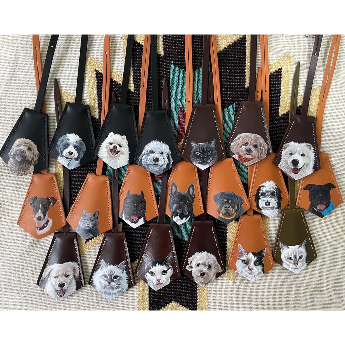 Custom Hand-Painted Pet Portrait Leather Charm
