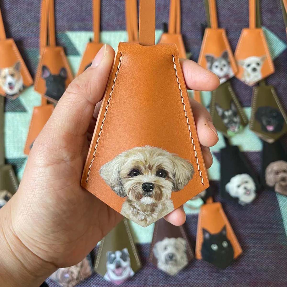 Custom Hand-Painted Pet Portrait Leather Charm