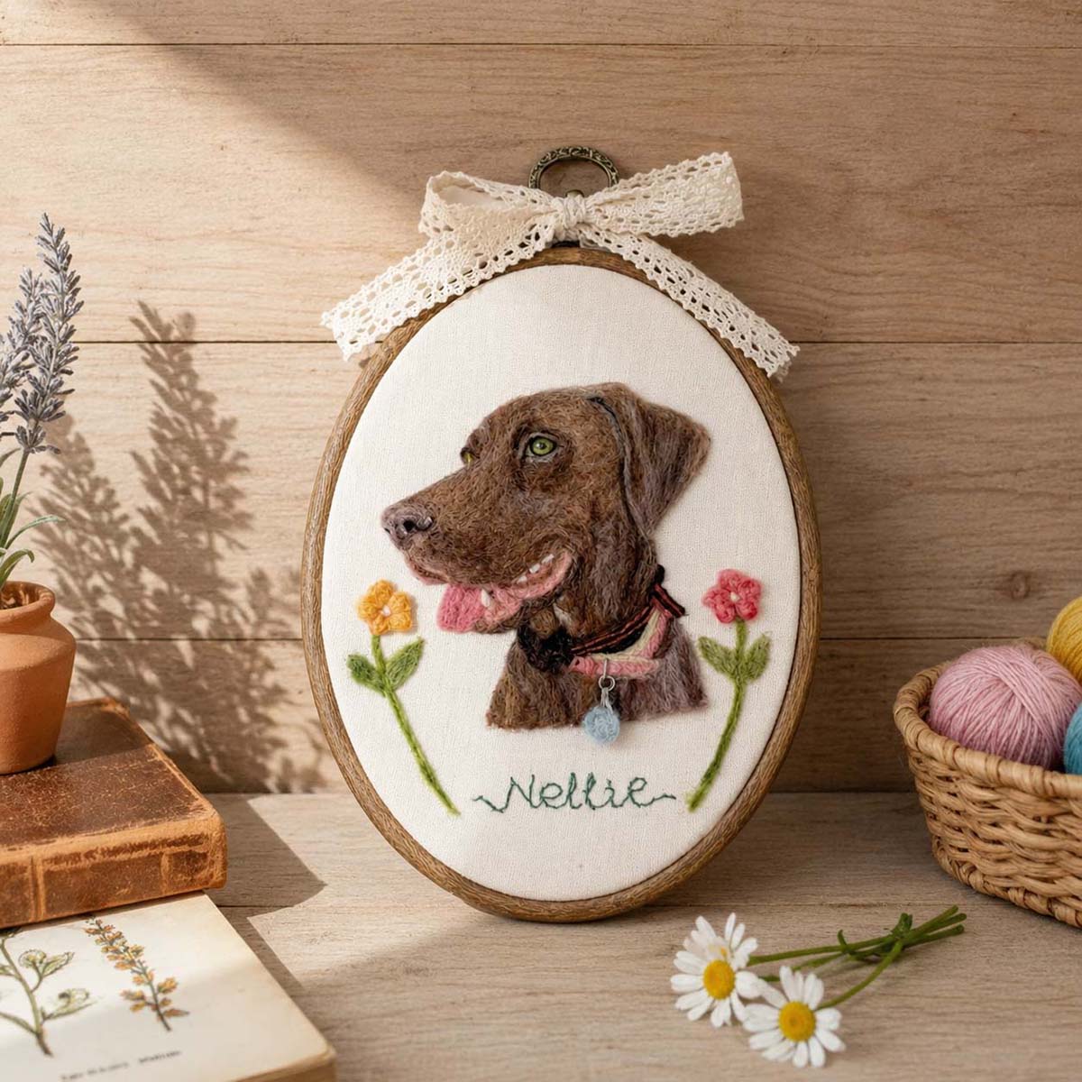 Needle Felted Pet Portrait Frame