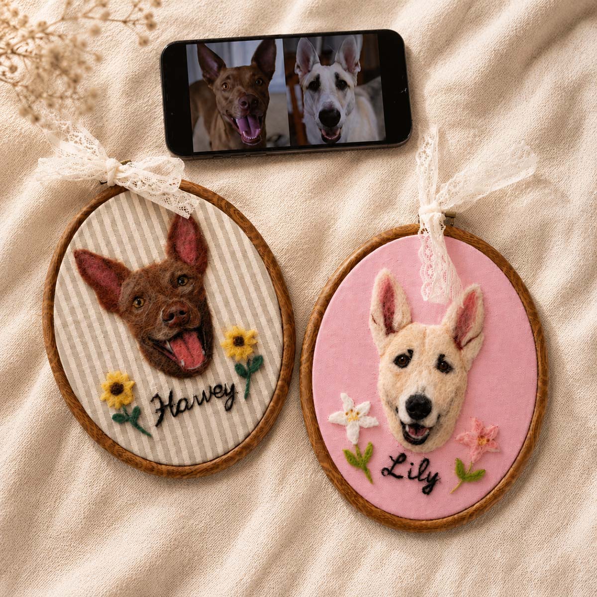 Needle Felted Pet Portrait Frame