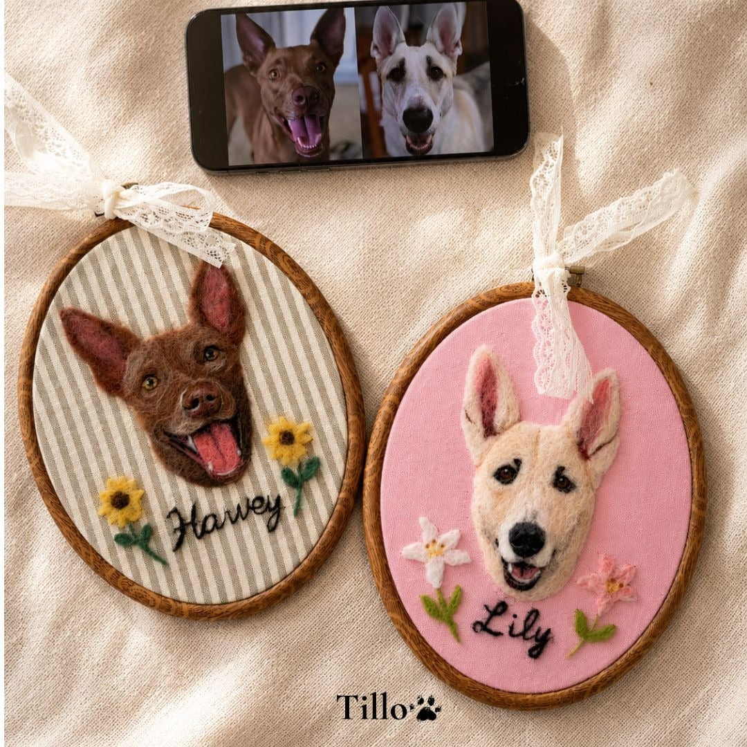 Needle Felted Pet Portrait Frame