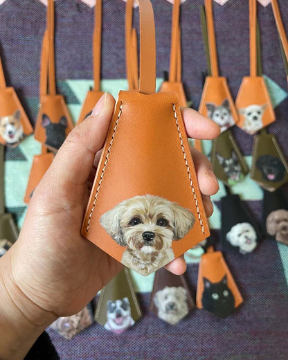 Custom Hand-Painted Pet Portrait Leather Bag Charm