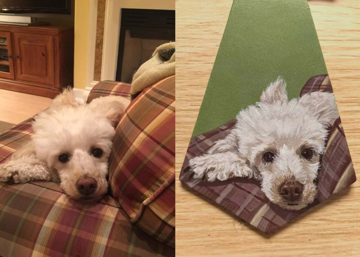 Custom Hand-Painted Pet Portrait Leather Bag Charm