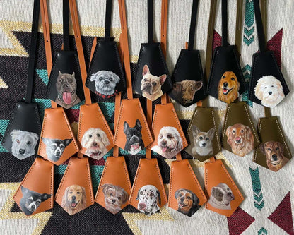 Custom Hand-Painted Pet Portrait Leather Bag Charm